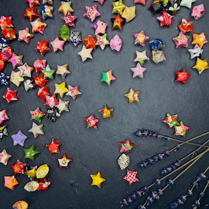 100 stelle fortunate Chiyogami origami piegate, stelle di carta, stelle origami, stelle decorative, fatte a mano