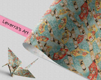 Chiyogami Japanese Paper | Folding Paper Traditional Turquoise White Gold Yellow Red Japanese | Supplies wrapping paper jewelry decoration design