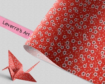 Chiyogami Japanese Paper | Folding Paper Floral Red White Gold Japanese | Supplies wrapping paper jewelry decoration design