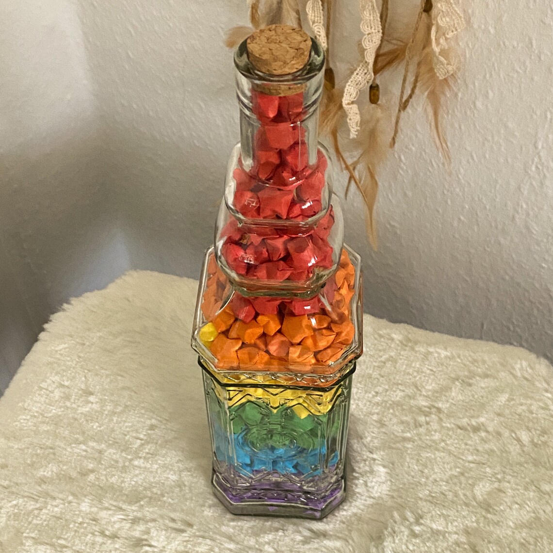 Origami Paper Stars in Bottle with Cork Handmade Perfect Etsy