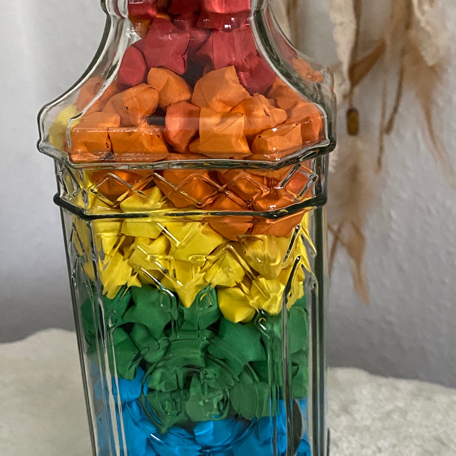 Origami Paper Stars in Bottle with Cork Handmade Perfect Etsy