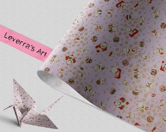 Chiyogami Japanese Paper | Folding Paper Animals Cat Light Purple Gold White Waving Cat Japanese | Supplies wrapping paper jewelry decoration design