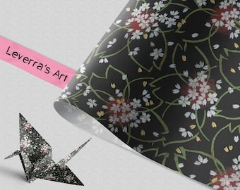 Chiyogami Japanese Paper | Folding Paper Floral Black Colorful Japanese | Supplies wrapping paper jewelry decoration design