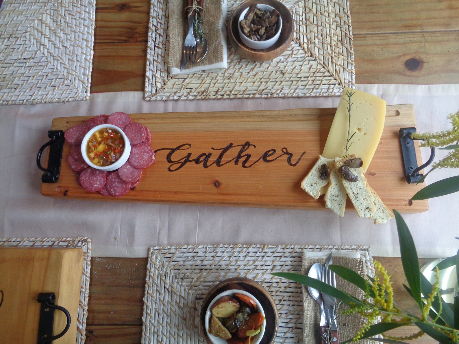 Gift for Host Charcuterie Board with rustic handles 25x7in Etsy