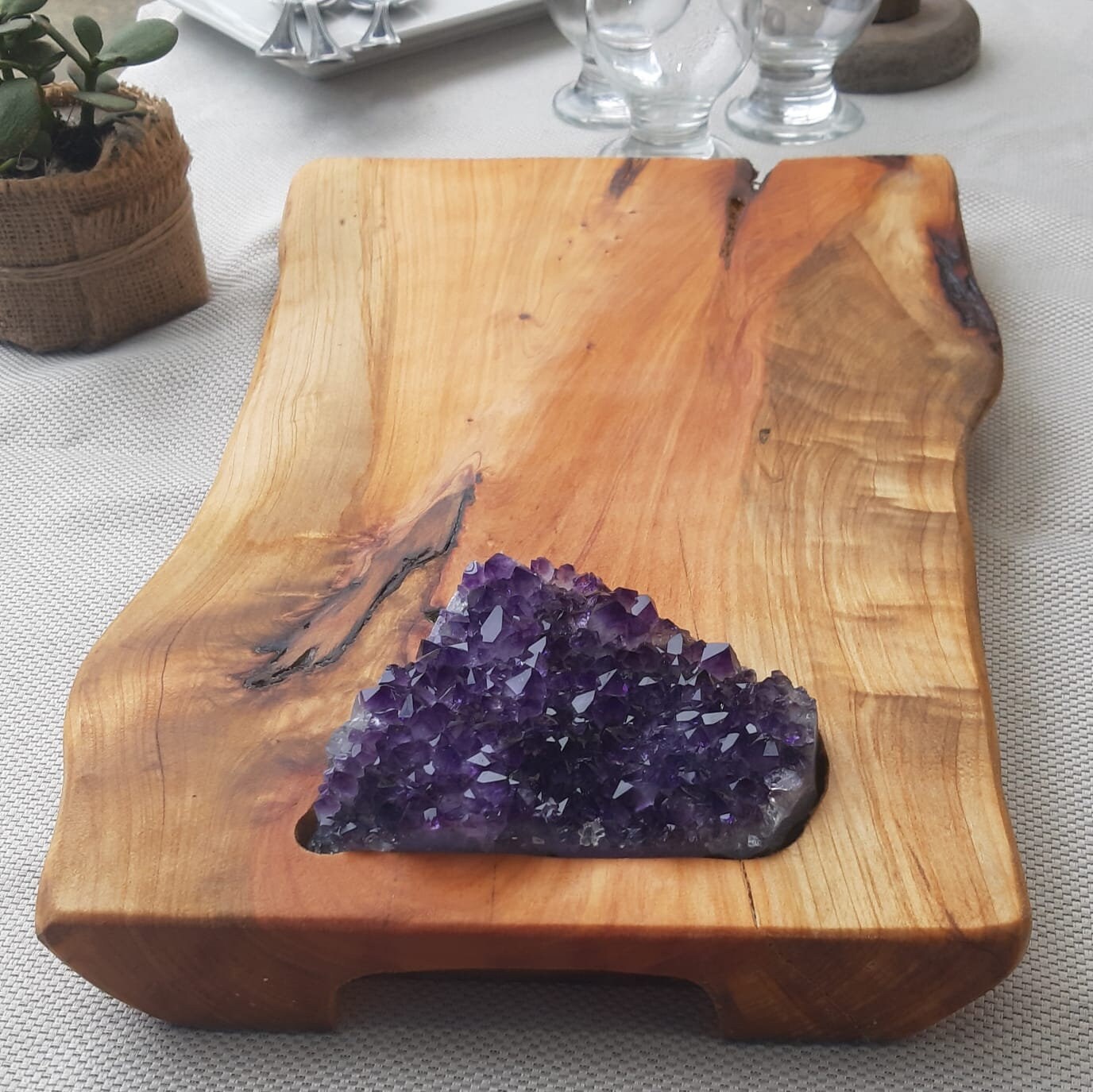 Unique Amethyst Cheese Board Large Serving Board With Handles Etsy UK