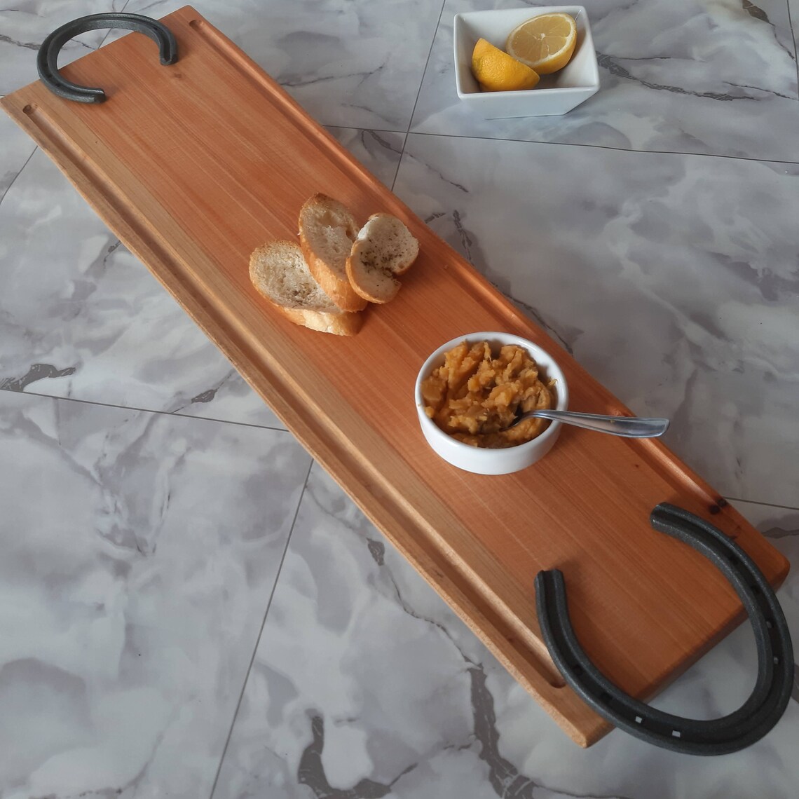 Cutting Board with horseshoe handles 25x7in 65x18cm Custom Etsy