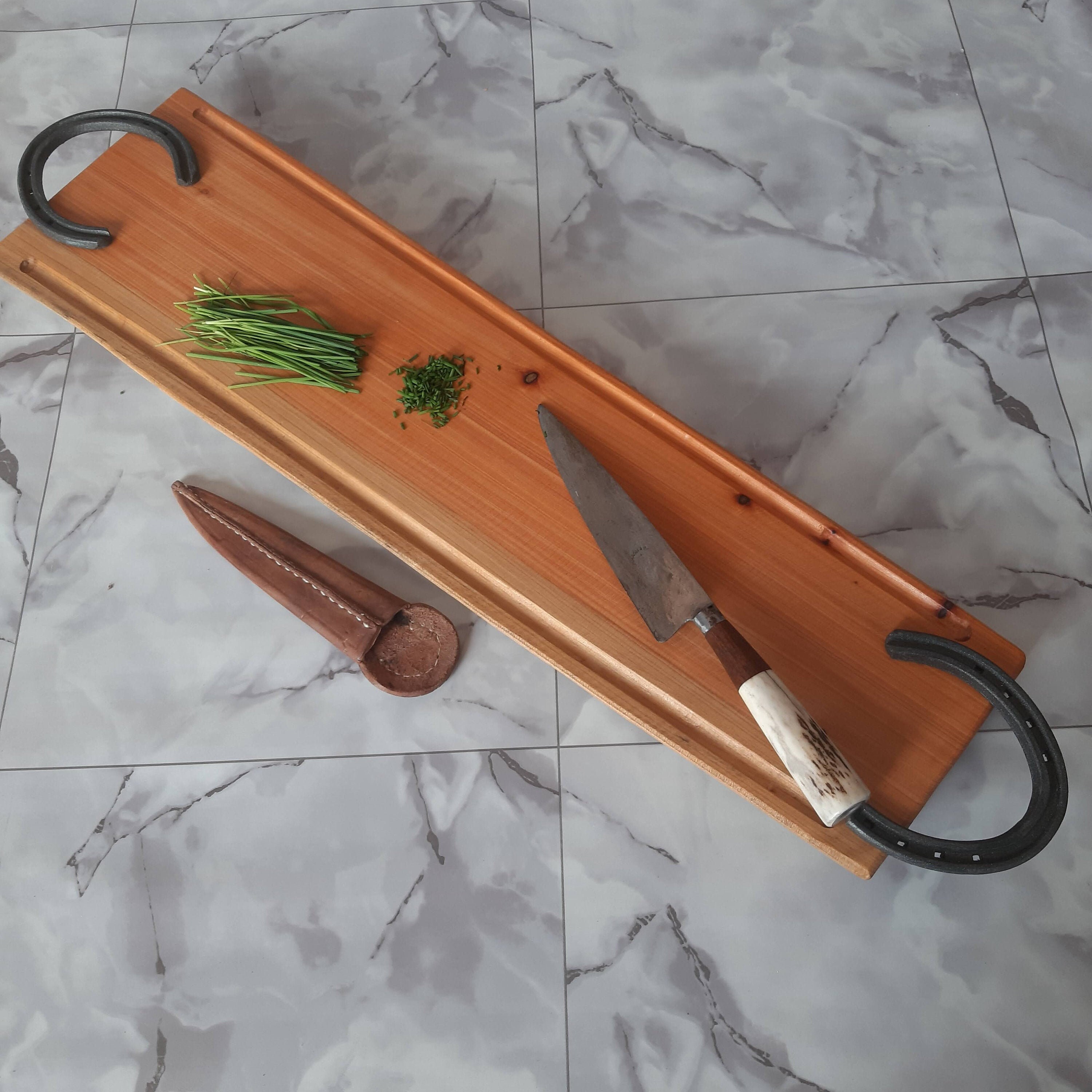 Cutting Board with horseshoe handles 25x7in 65x18cm Custom Etsy