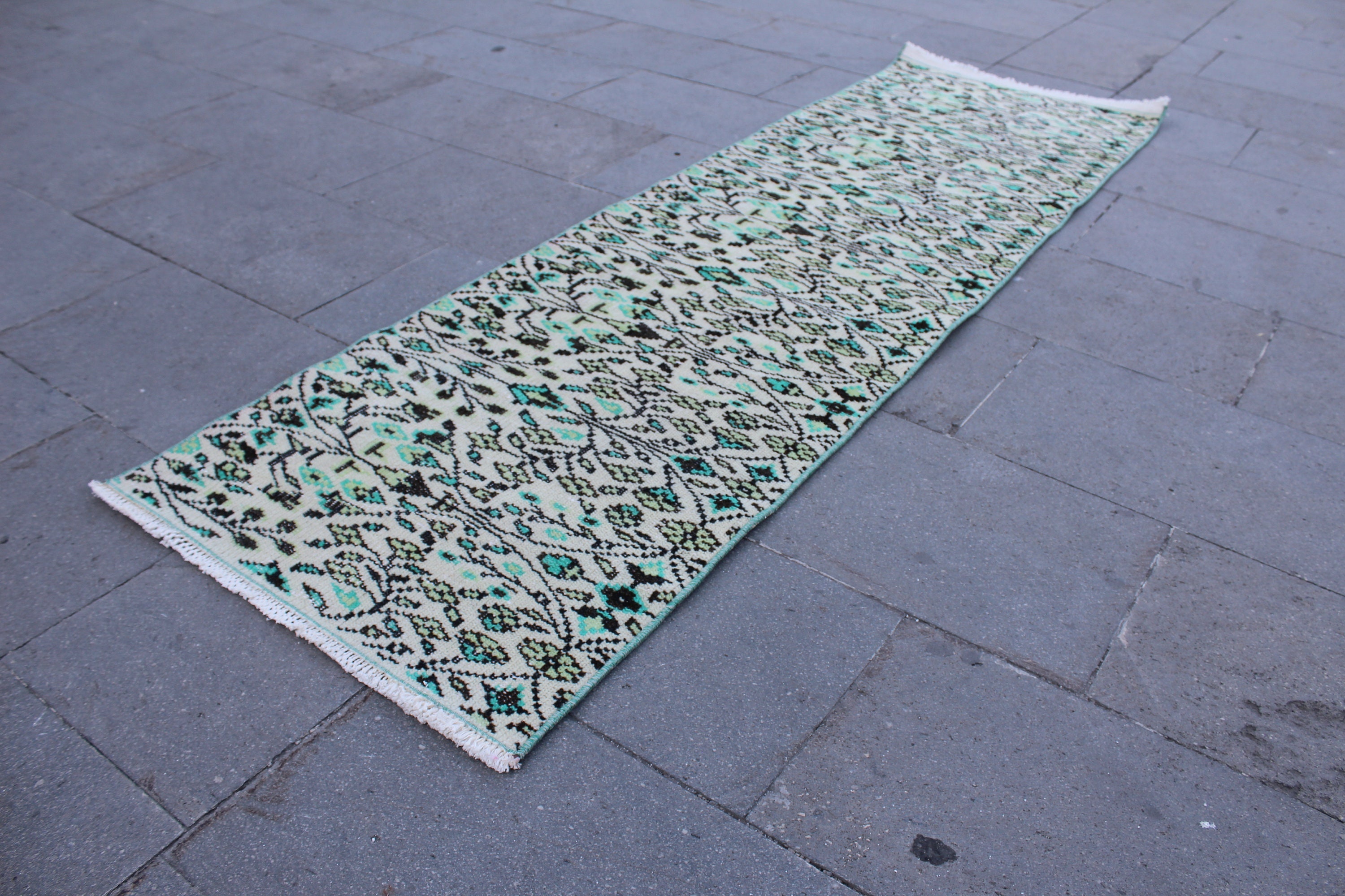 Green Runner Rug 2 x 6.6 ft Kitchen Rug Hallway Rug Oushak Etsy