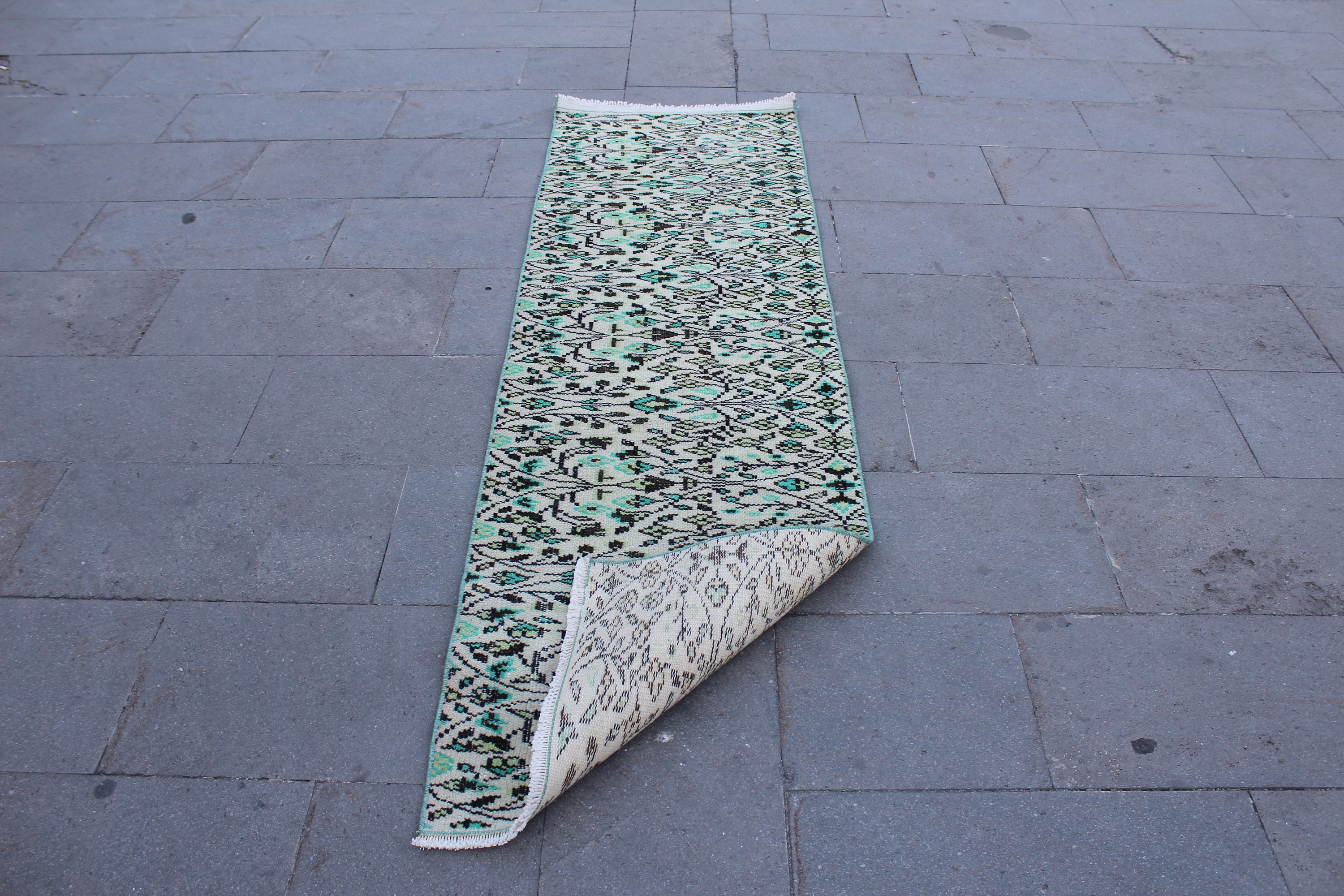 Green Runner Rug 2 x 6.6 ft Kitchen Rug Hallway Rug Oushak Etsy