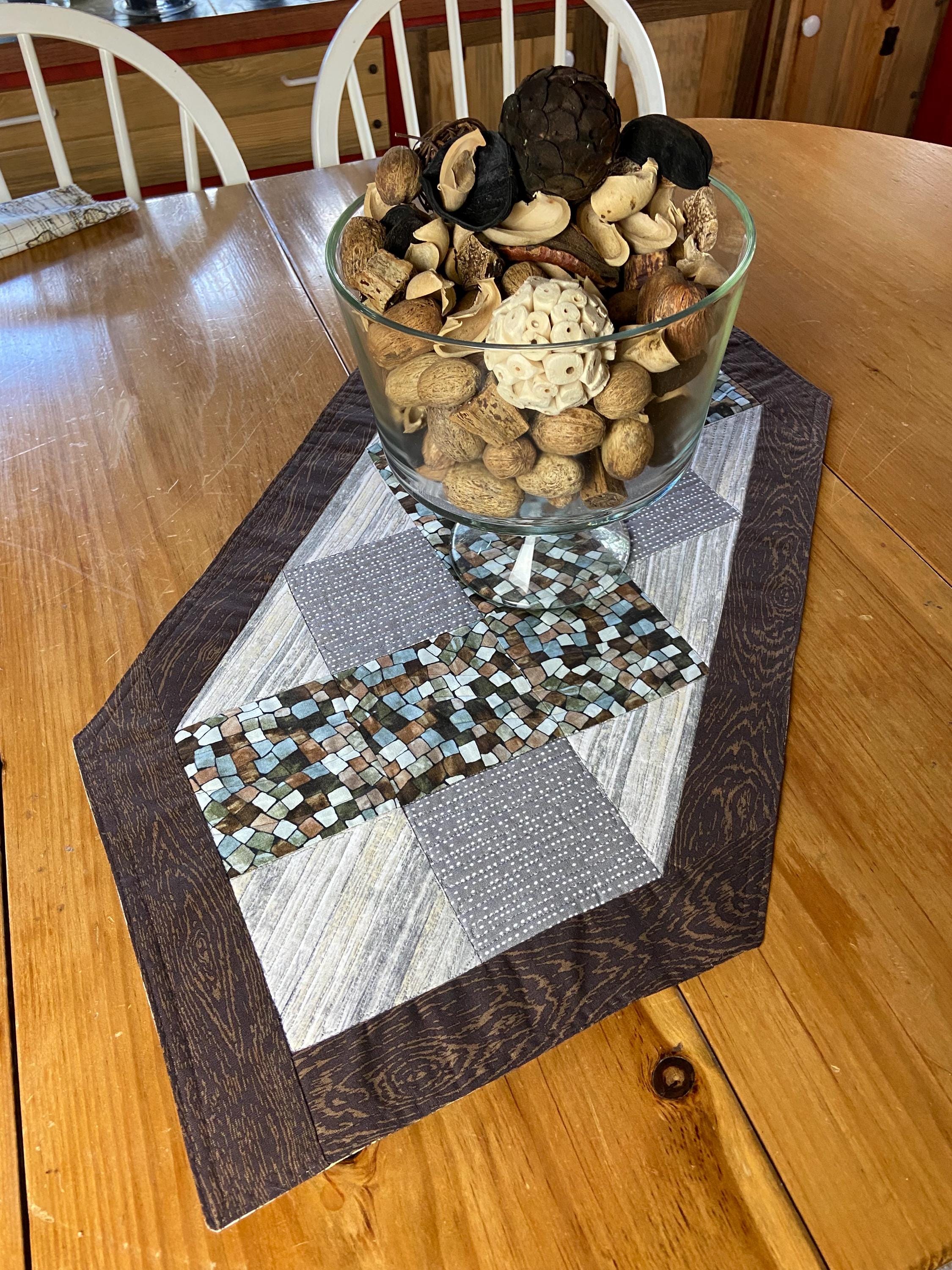 Handmade Modern Quilted Table Runner – Earth Tone Patchwork - Etsy
