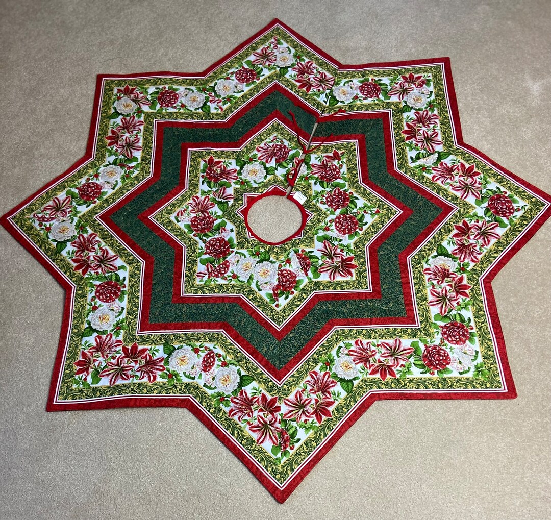 Large Christmas Tree Skirt 52 X 52 With 6 Etsy