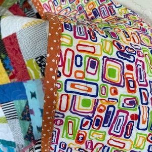Modern Scrappy Patchwork Quilt, Colorful Mid-sized Throw, Camper Quilt ...