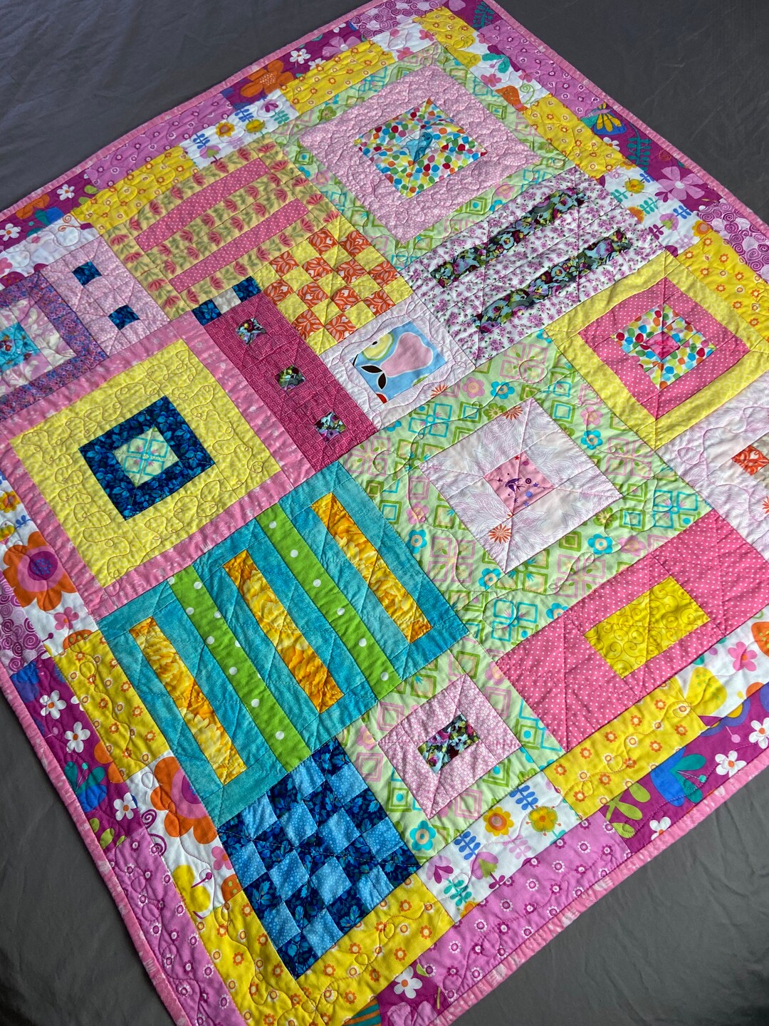 Colorful Quilted Patchwork Nursery Linen New Baby Gift Baby Etsy
