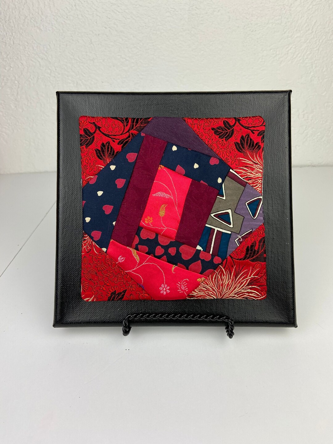 Ready to Frame Quilt Block on 8 X 8 Canvas, Contemporary Wall Decor, Valentine's Gift Idea Etsy