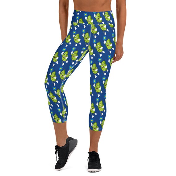 Pickleball Player Yoga Capri Leggings, Funny Cartoon Pickle Guy