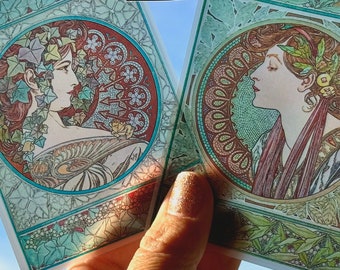 Alphonse Mucha Bookmarks: Art Nouveau Transparent Ornaments