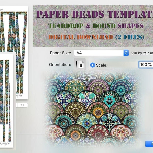 Paper beads templates: Teardrop & Round shapes (PDF downloads) * Print and design your own paper beads * DIY paper beads