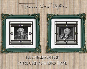 Darwin Martin House Mini Embroidery, Frank Lloyd Wright Small Cross Stitch Chart (88x88 Stitches PDF Download)