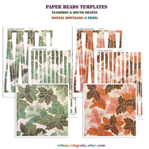 2 x Paper beads templates: Teardrop & Round shapes (PDF downloads) * Print and design your own paper beads * DIY paper beads