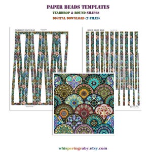 Paper beads templates: Teardrop & Round shapes (PDF downloads) * Print and design your own paper beads * DIY paper beads