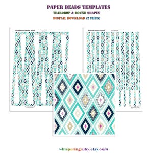 Paper beads templates: Teardrop & Round shapes (PDF downloads) * Print and design your own paper beads * DIY paper beads