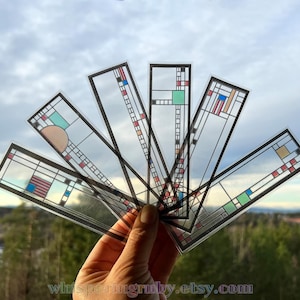 Frank Lloyd Wright "stained glass" clear bookmarks / transparent ornaments with Avery Coonley House pattern * Home decor * (not glass)