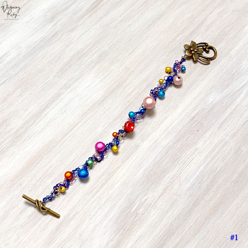 1 strand braided bracelet Boho 3D beads wire-wrapped bracelets Leather strip bracelet *