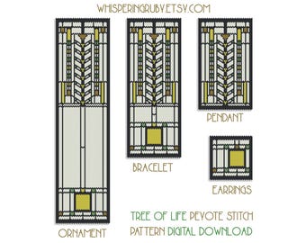 Tree of Life Peyote Stitch Pattern, Frank Lloyd Wright Inspired (Digital Download)