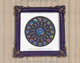 Sagrada Familia Mini Embroidery, Barcelona Small Cross Stitch (88x88 Stitches PDF Download)