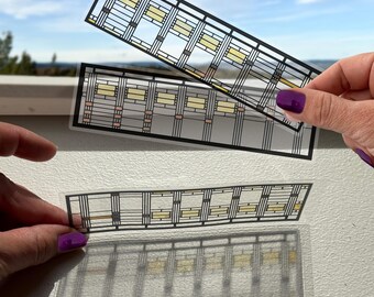 Frank Lloyd Wright Inspired Bookmark Ornament, Wisteria Windows Pattern