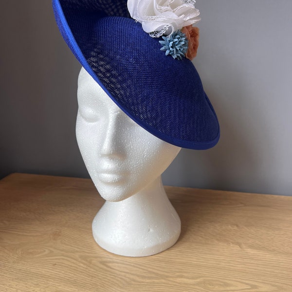 Stunning royal blue large Fascinator unique