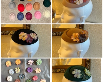Personalised pick your own colour Pillbox hat Flower Fascinator hatinator hair accessory wedding racing