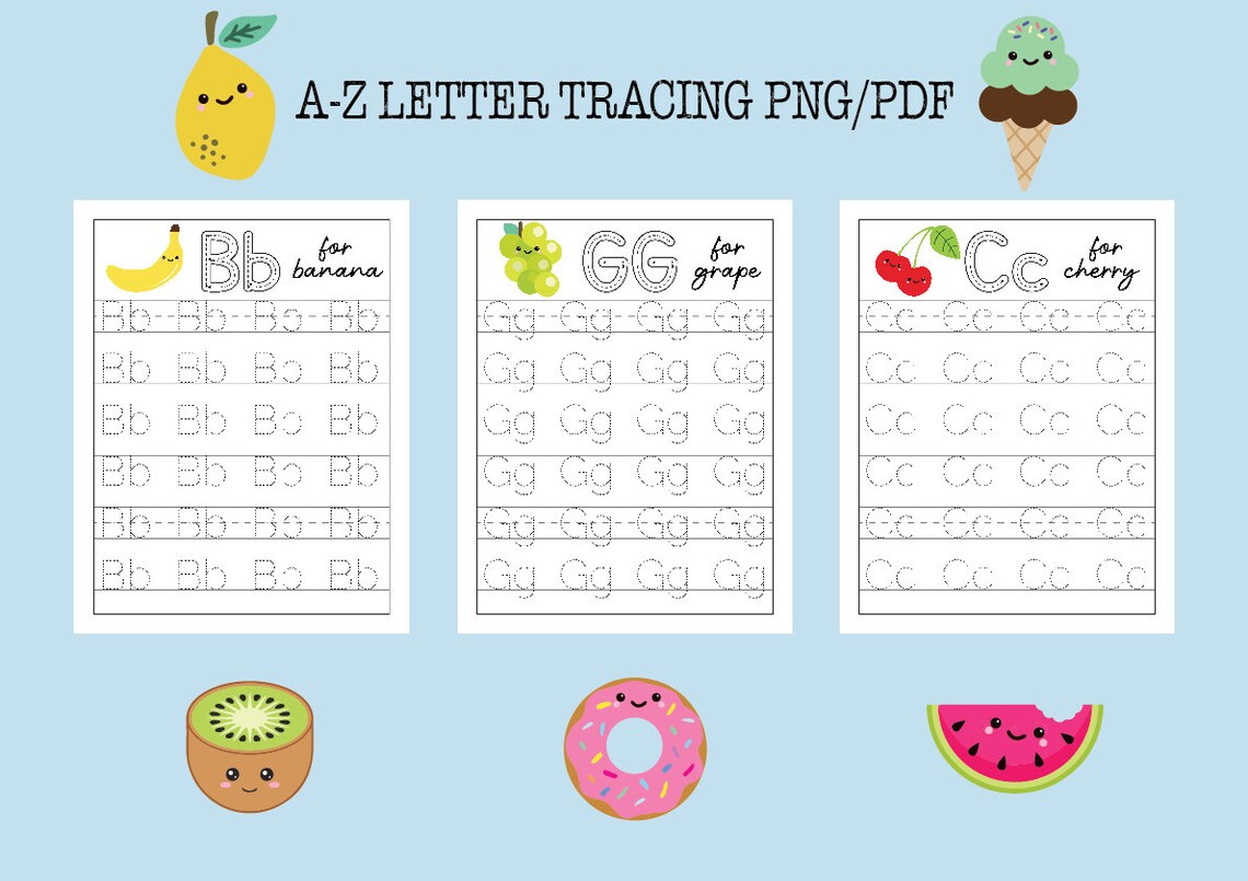 26 Printable AZ Tracing Sheets Learning to Write Letters Alphabet