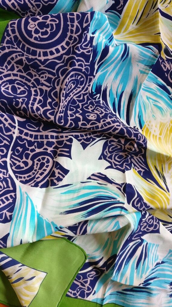Silk scarf, 105 x 100 cm, scarf, natural, silk, p… - image 3