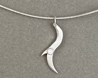 Unique hand made silver life pendant with diamond -  My First Diamond