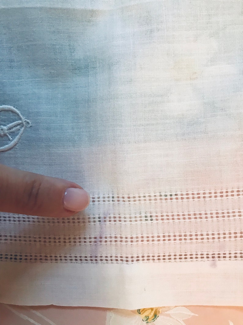 Ancient French handkerchief in embroidered linen and monogram of the letter D