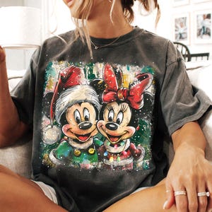 Comfort Colors® Disney Christmas Shirt, Mickey and Minnie Christmas T-shirt