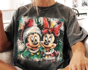 Comfort Colors® Disney Christmas Shirt, Mickey and Minnie Christmas T-shirt
