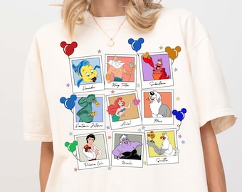 Comfort Colors® Disney Little Mermaid Shirt, Princess Ariel and Flounder, Ursula, Sebastian T-shirt