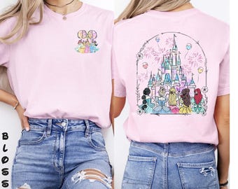 Camiseta Comfort Colors® con el Castillo de las Princesas Disney, Regalo para Mejores Amigas con el Castillo de Disneyland, Camiseta con Viajes de Chicas, Camiseta con el Castillo de Acuarela