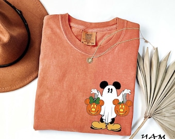 Comfort Colors® Retro Mickey Halloween Shirt, Mickey Ghost Shirt, Minnie Ghost Shirt, Spooky Season Shirt, Disney Halloween