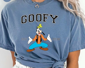 Comfort Colors® Disney Långbenströja, Disneyland Matchande T-shirt, Långben Pluto Musse Mimmi Kalle Daisy