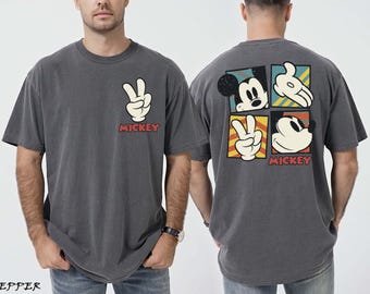 Comfort Colors® Mickey Peace Sign Shirt, Mickey Mouse Hand Signs Tee, Disney Victory Shirt,  Matching Group Shirts, Disney Family Trip Shirt