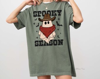 Spooky Season Ghost Cowboy T-Shirt: Funny Halloween Tee