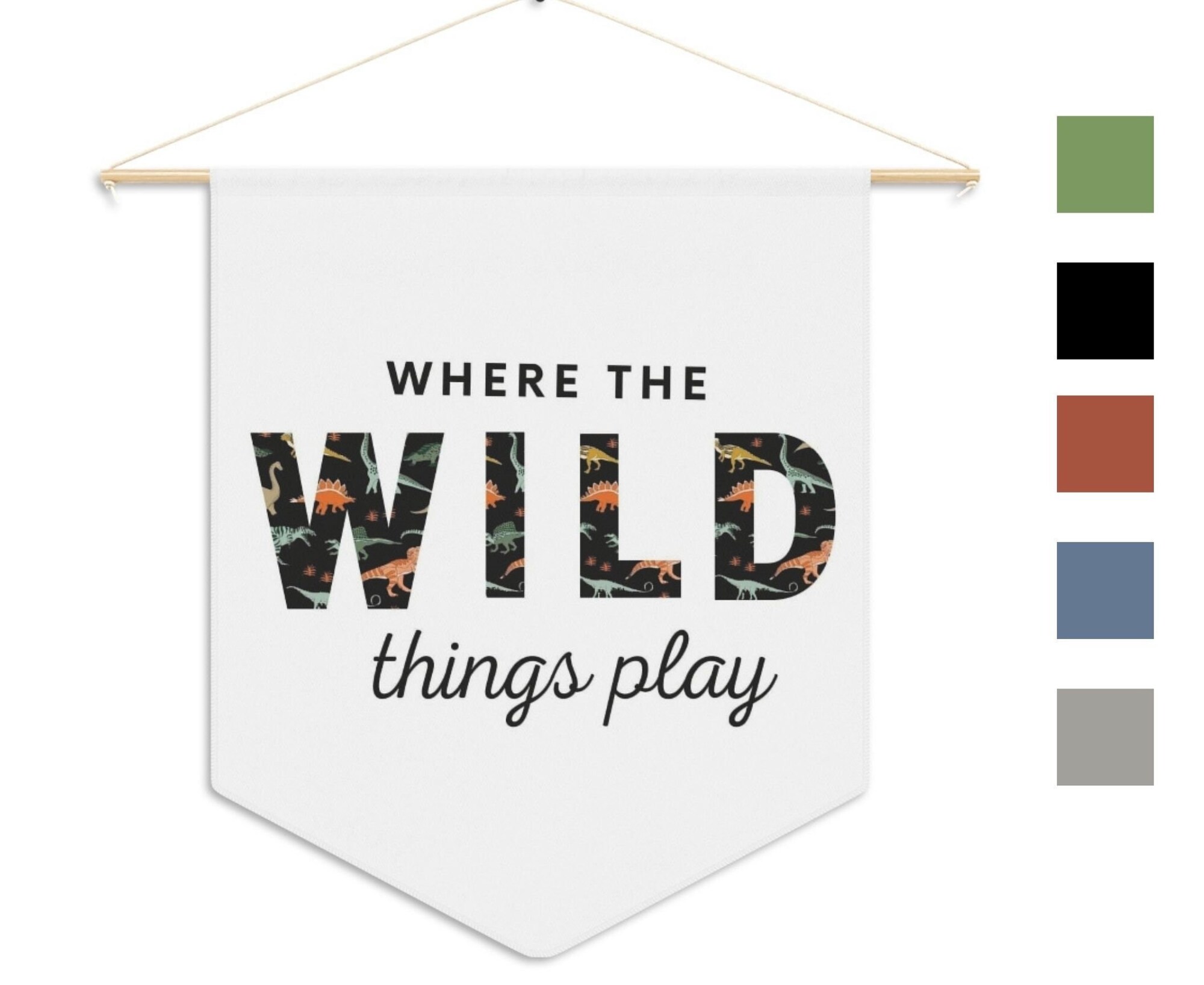 Kids Banner, Custom pennant, Playroom Sign, Boys Room Decor, Where the Wild things, boy nursery decor, playroom decor, Gift , Dinosaur Decor