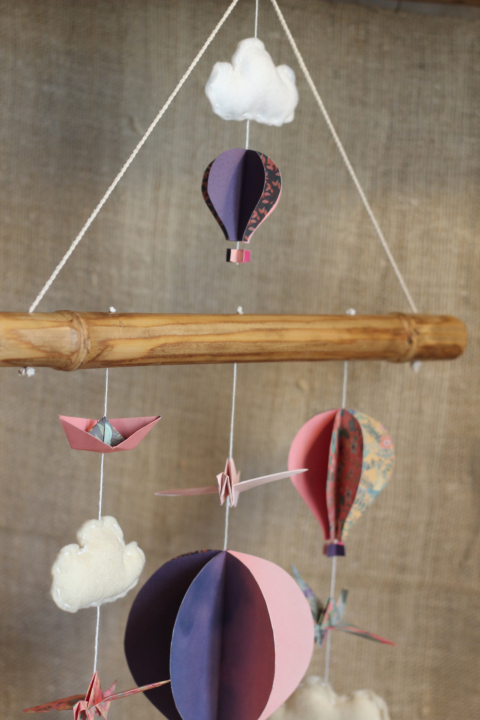 Handmade Mobile Origami Hot Air Balloon And Clouds Etsy