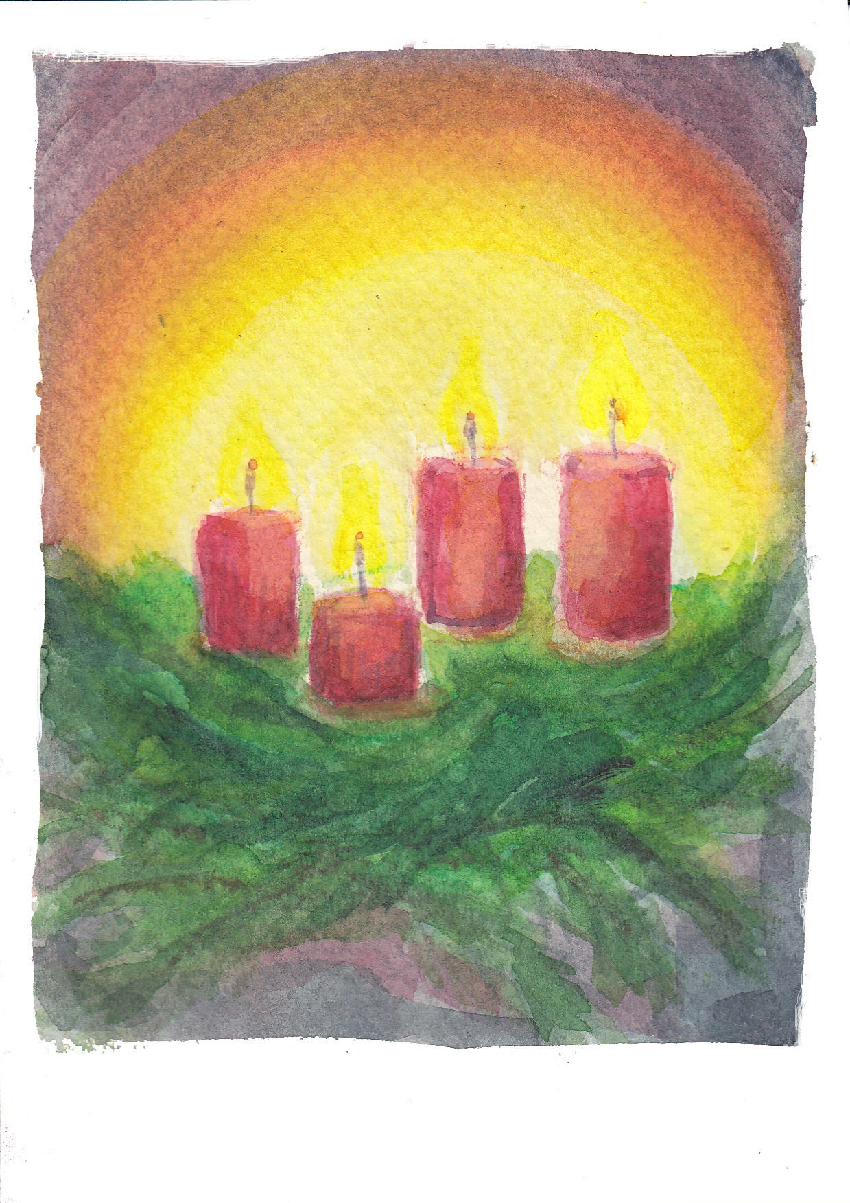 Postcard | Advent | Light | Warmth | Coziness | Christmas | Candles | Fir branches | Contemplation | Loving greetings | Colors | Yellow