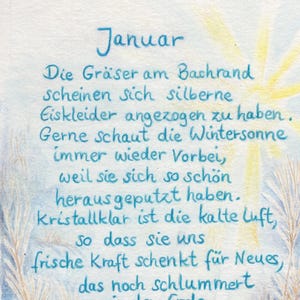 Postkarte | Januar | Monatskarte | Neujahrskarte | Winter | Eiskristalle | Jahresbeginn | Waldorf | Jahreszeitentisch | Januar-Geburtstage