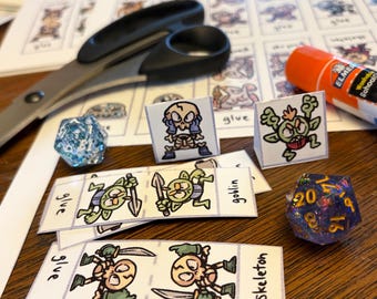 Miniaturas de papel DND para imprimir y enrollar