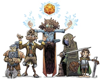 Ilustraciones personalizadas de personajes para todo el grupo de D&D